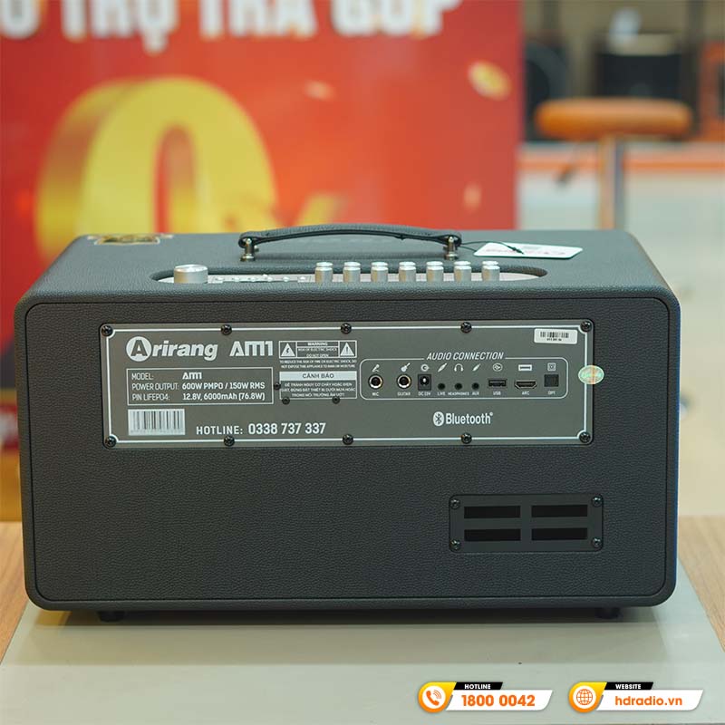 Loa Arirang AM1, Bass 16.5 cm, Công suất 150W, Bluetooth 5.0, USB, Livestream, 2 Micro-4