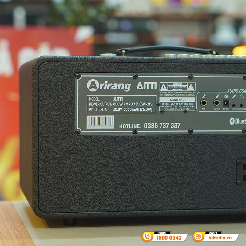 Loa Arirang AM1, Bass 16.5 cm, Công suất 150W, Bluetooth 5.0, USB, Livestream, 2 Micro-6