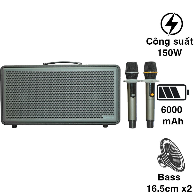 Loa Arirang AM1, Bass 16.5 cm, Công suất 150W, Bluetooth 5.0, USB, Livestream, 2 Micro