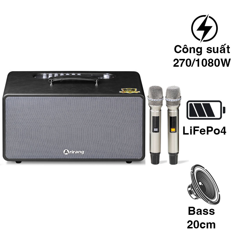 Loa Arirang MB2s, Bass 20cm, Công suất 270W, Bluetooth 5.0, Livestream, 2 Micro