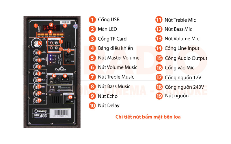 chú thích loa kéo Arirang MK40C