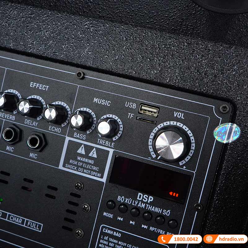 Loa kéo Arirang MK3 Max, Bass 40cm, công suất 350W, Pin 5-7h, kèm 2 tay micro-7