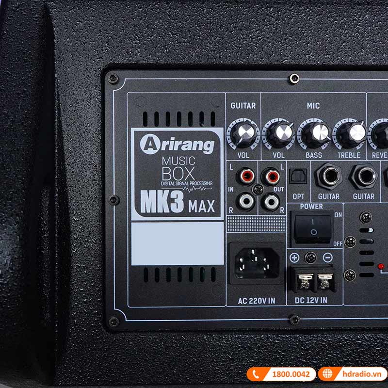 Loa kéo Arirang MK3 Max, Bass 40cm, công suất 350W, Pin 5-7h, kèm 2 tay micro-6