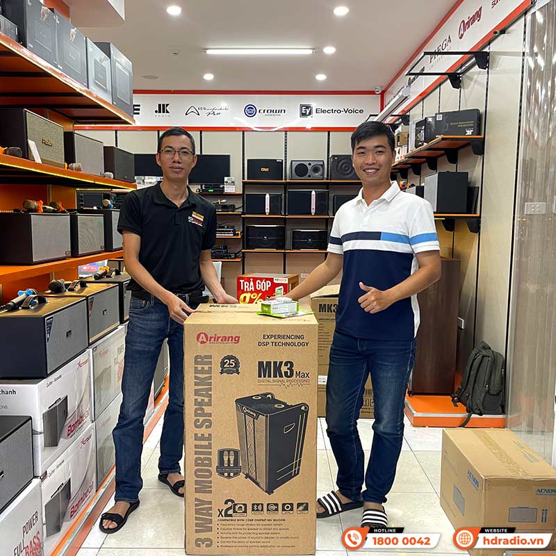 Loa kéo Arirang MK3 Max, Bass 40cm, công suất 350W, Pin 5-7h, kèm 2 tay micro-5