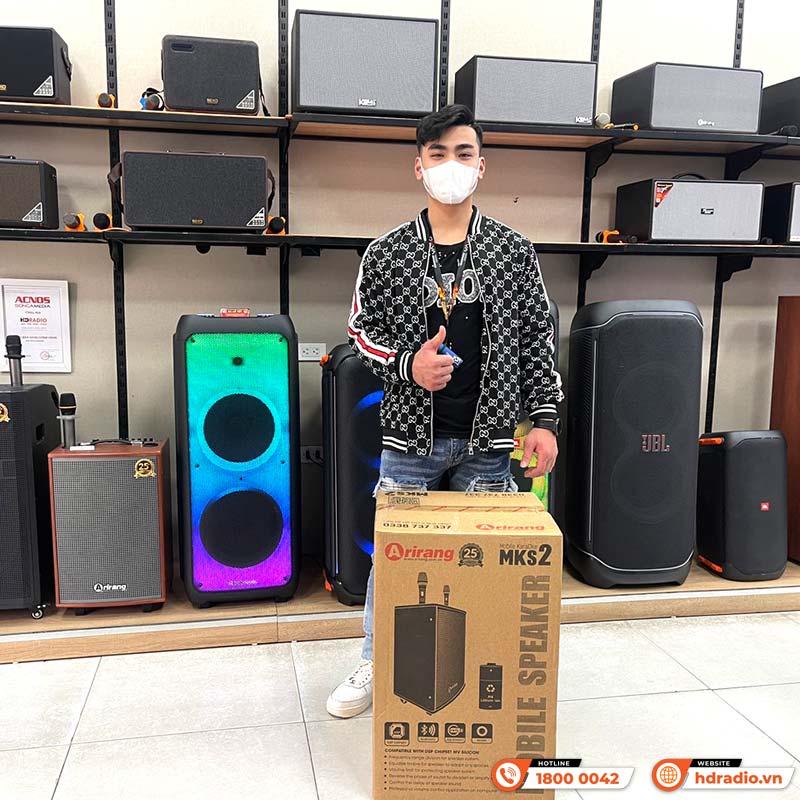 Loa Arirang MKS2, Bass 30cm, Công suất 80W, Bluetooth, AUX, USB, Thẻ Nhớ, Mic, Guitar, Kèm 2 micro-2