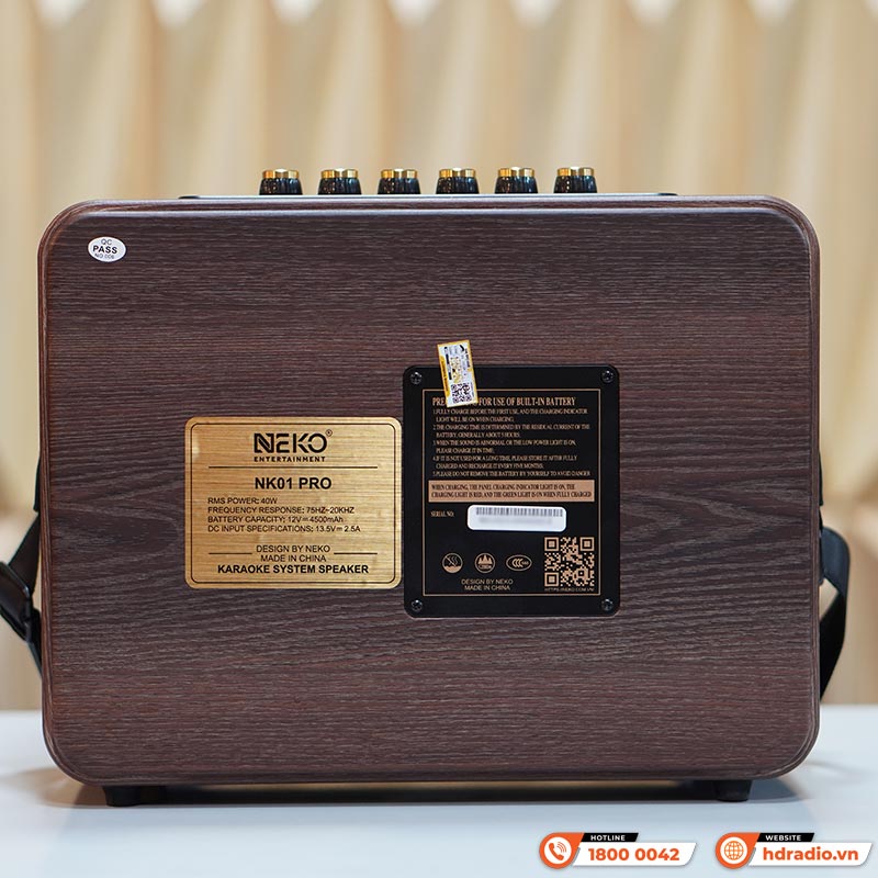 Loa Neko NK01 Pro, Bass 17cm, Công Suất 40W, Bluetooth, AUX, Kèm 2 Tay Mic-6