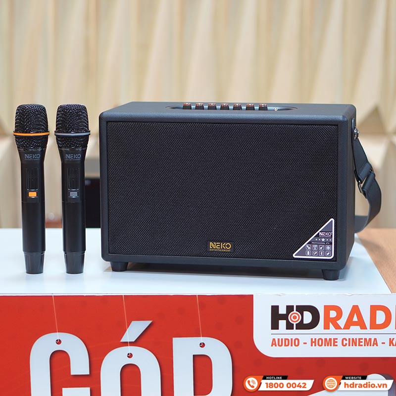 Loa Neko NK900, 120W, Bass 10cm, Bluetooth 5.0, Kèm 2 Micro (có sẵn pin cho mic và có thể sạc lại)-3