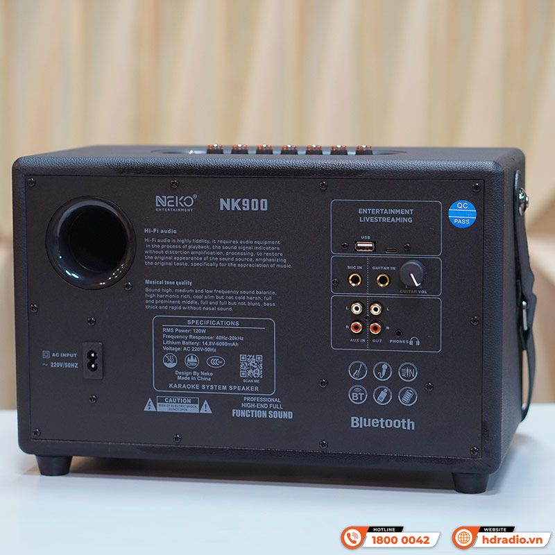 Loa Neko NK900, 120W, Bass 10cm, Bluetooth 5.0, Kèm 2 Micro (có sẵn pin cho mic và có thể sạc lại)-6