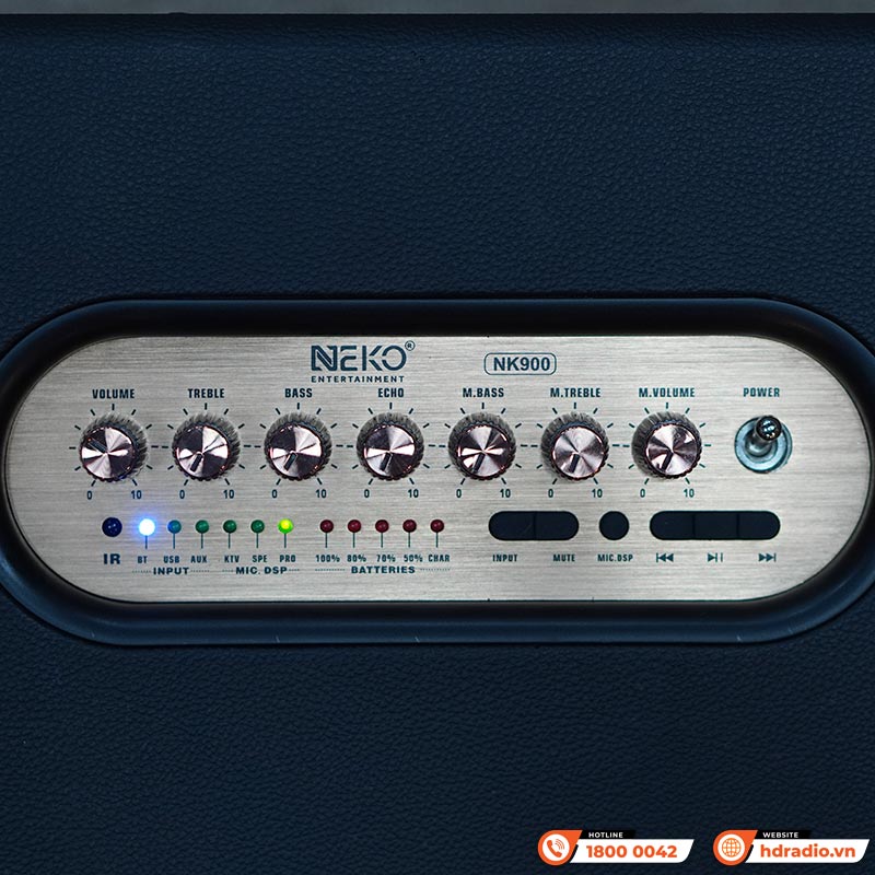 Loa Neko NK900, 120W, Bass 10cm, Bluetooth 5.0, Kèm 2 Micro (có sẵn pin cho mic và có thể sạc lại)-9