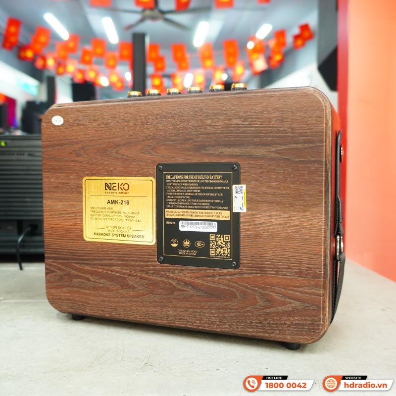 Loa Neko AMK-216, Bluetooth, AUX, Kèm 2 Tay Mic-4