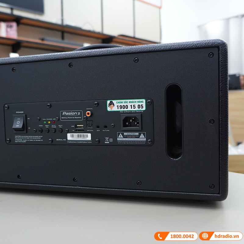 Loa Paramax Pasion 2, Công Suất 100W, Bluetooth 5.0, Pin 5 giờ, Optical, USB, AUX, Kèm 2 tay mic-9