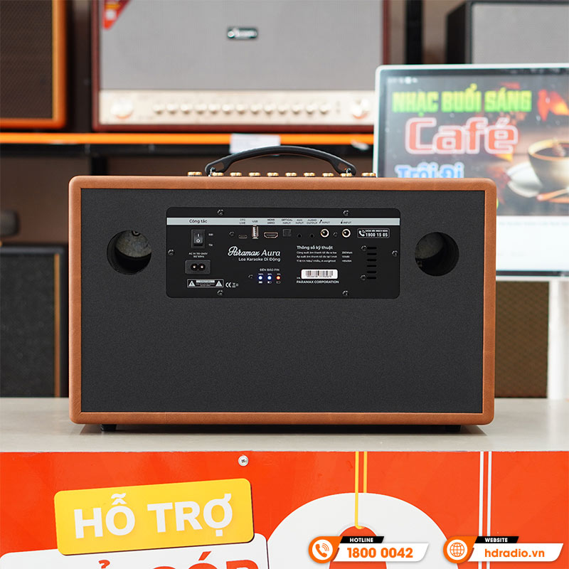 Loa Paramax Aura, Công suất 250W, Pin Từ 3-5 Giờ, Bluetooth 5.3, USB, HDMI (ARC), Optical, AUX, Kèm 2 Micro-4