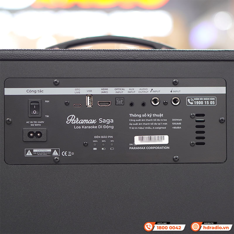 Loa Paramax Saga, Bass 20cm, Công suất 300W, Bluetooth 5.3, Kèm 2 tay micro (NEW 2025)-6