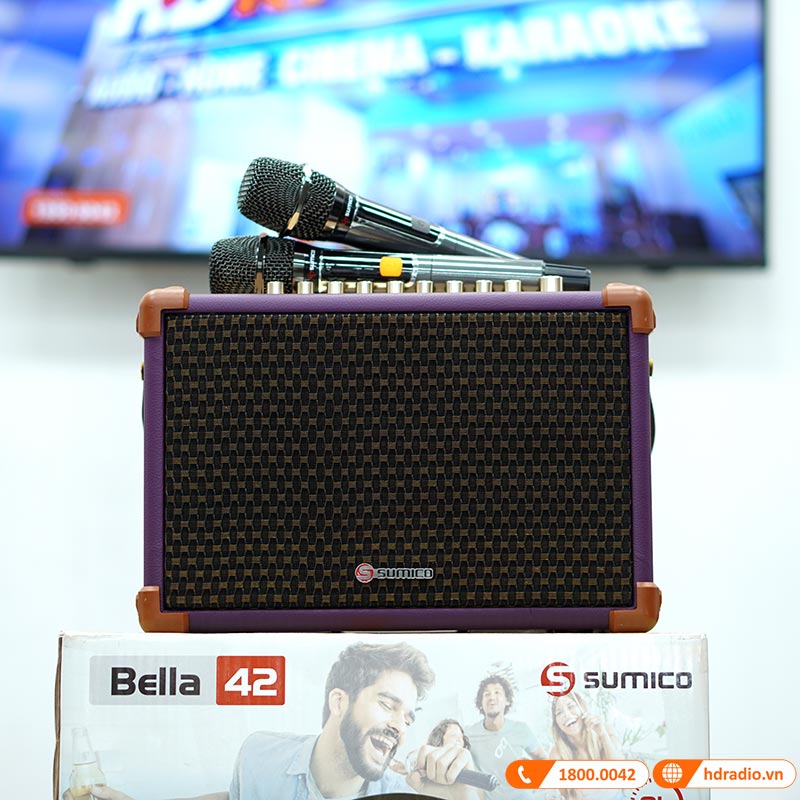 Loa Sumico Bella 42 Chính Hãng, Pin 8h, Công Suất 100W, Bluetooth, AUX, USB, Optical, HDMI, Kèm 2 Micro-25