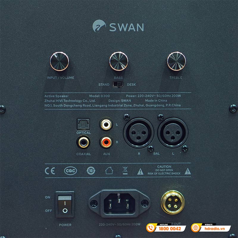Loa Hivi Swan D300, Công suất 300W, Bluetooth, Optical, Coaxial, RCA, XLR-12