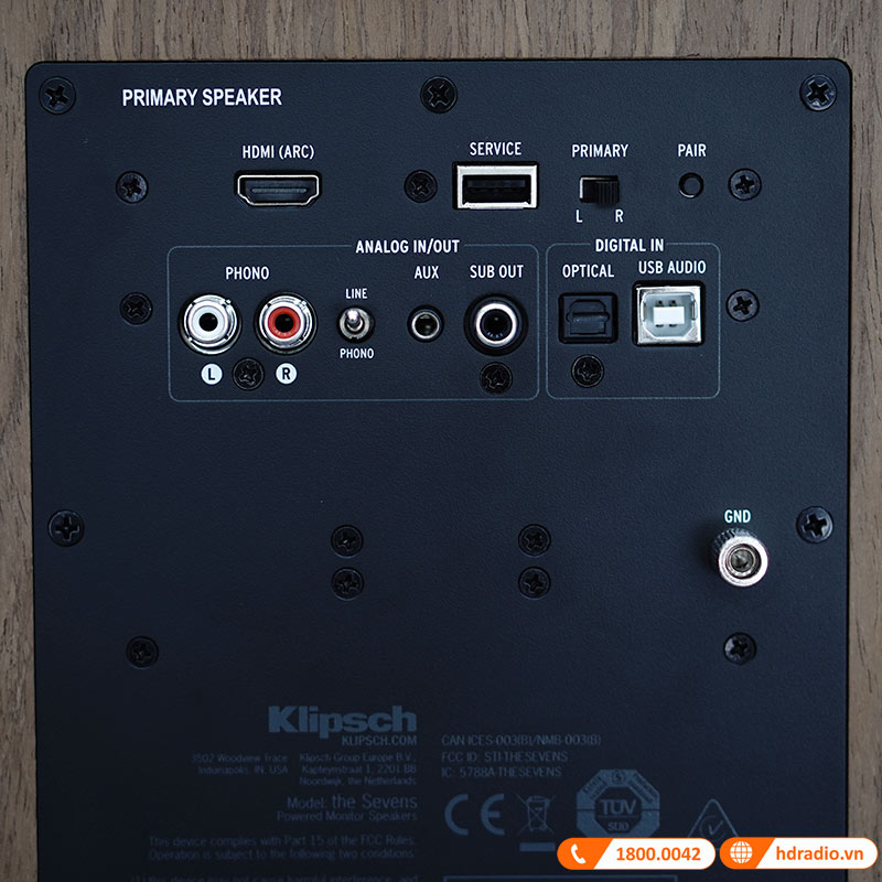 Loa Klipsch The Sevens Chính Hãng, Bluetooth, AUX, Optical, RCA, Sub Out, Công Suất 200W, Độ nhạy 112dB, Tần số 39Hz-25kHz-14