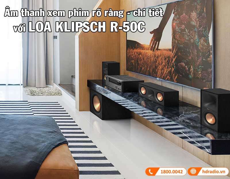 loa klipsch r-50c mang den am thanh xem phim ro rang, chi tiet