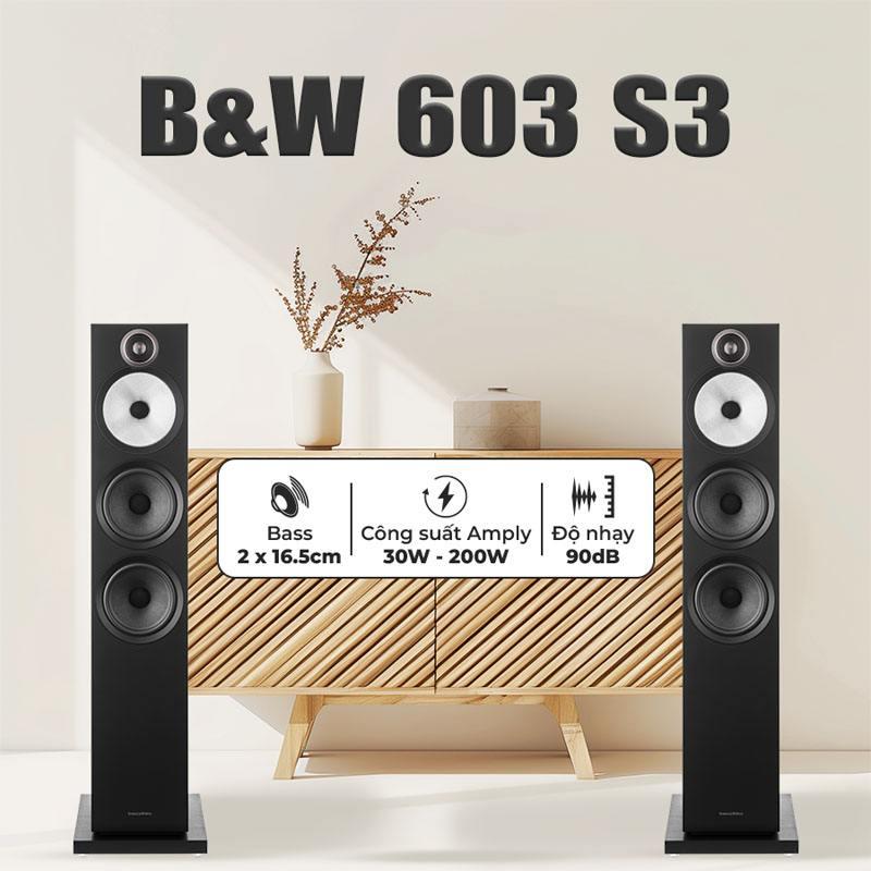 Loa B&W 603 S3, Bass 16.5cm, Độ nhạy 90dB, Tần số 46Hz - 28kHz ±3dB-9
