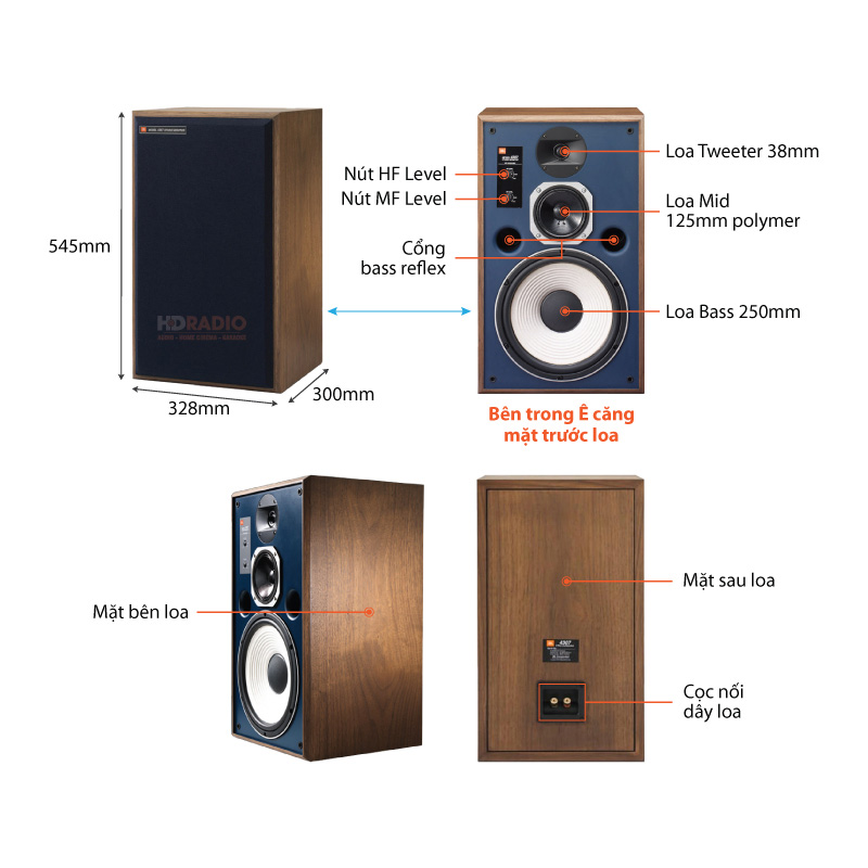 Chu thich loa JBL 4307 studio monitor