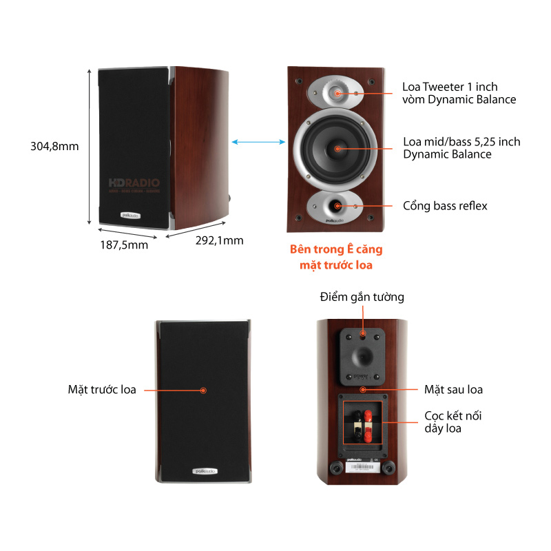 Chu thich Loa Bookshelf Polk Audio RTi A1