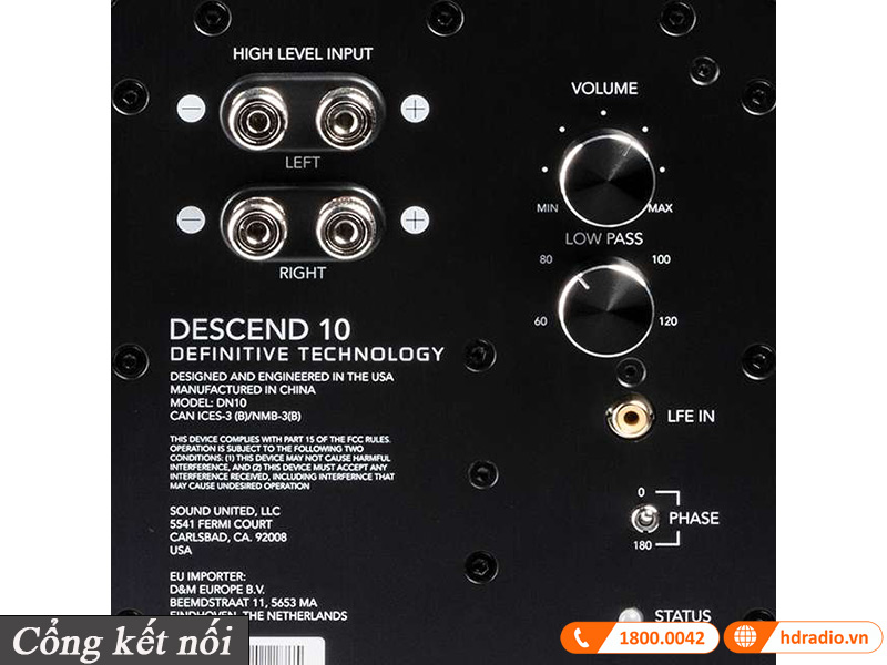 cong ket noi loa sub definitive technology descend dn10
