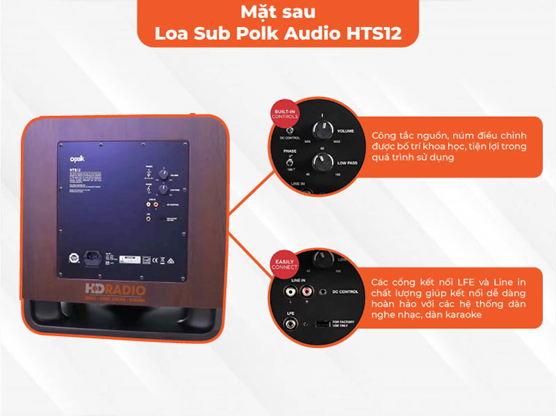 Nút điều chỉnh âm lượng cắt dải tần chính xác dễ sử dụng.