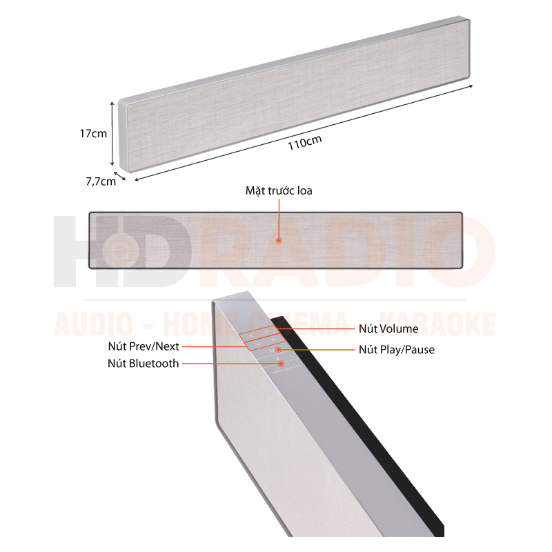 Chú thích Loa soundbar B&O Beosound Stage Nordic Ice