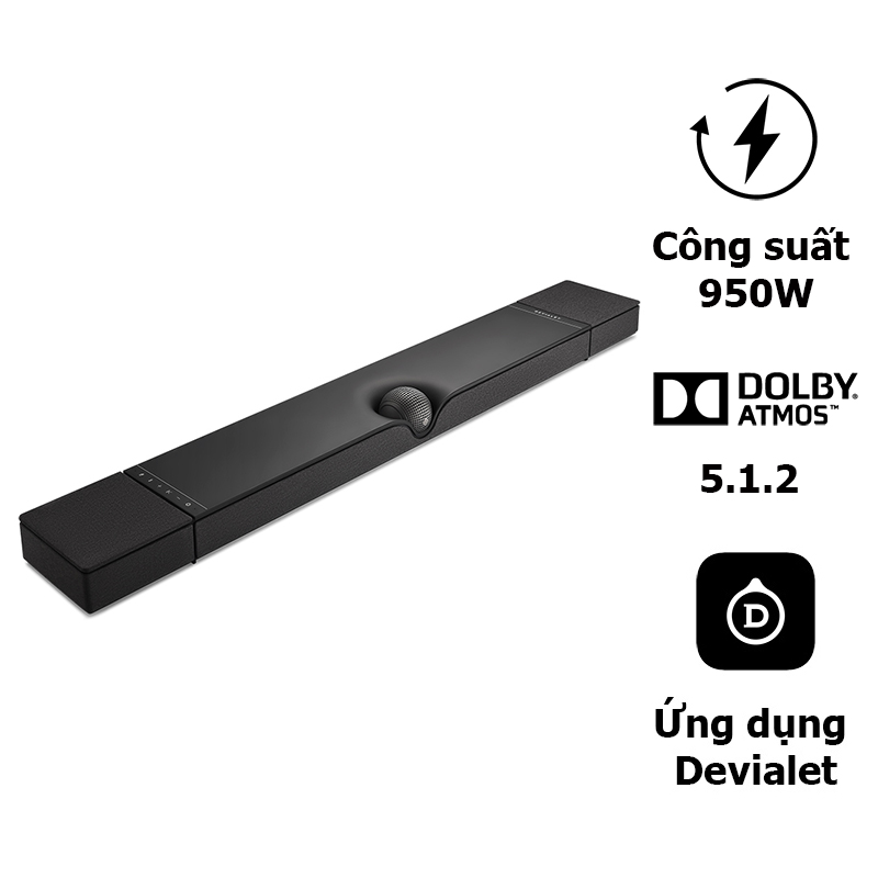 Loa Devialet Dione, Công suất 950W, HDMI eARC, Optical, TOSLINK, AirPlay 2, Spotify Connect, Bluetooth 5.0, UPnP, Wifi