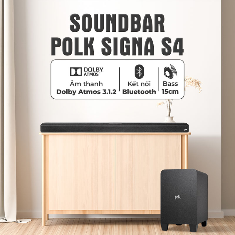 Loa Soundbar Polk Signa S4, Âm Thanh 3D Dolby Atmos, AUX, Bluetooth, USB, HDMI eARC, Optical, Có Remote-16