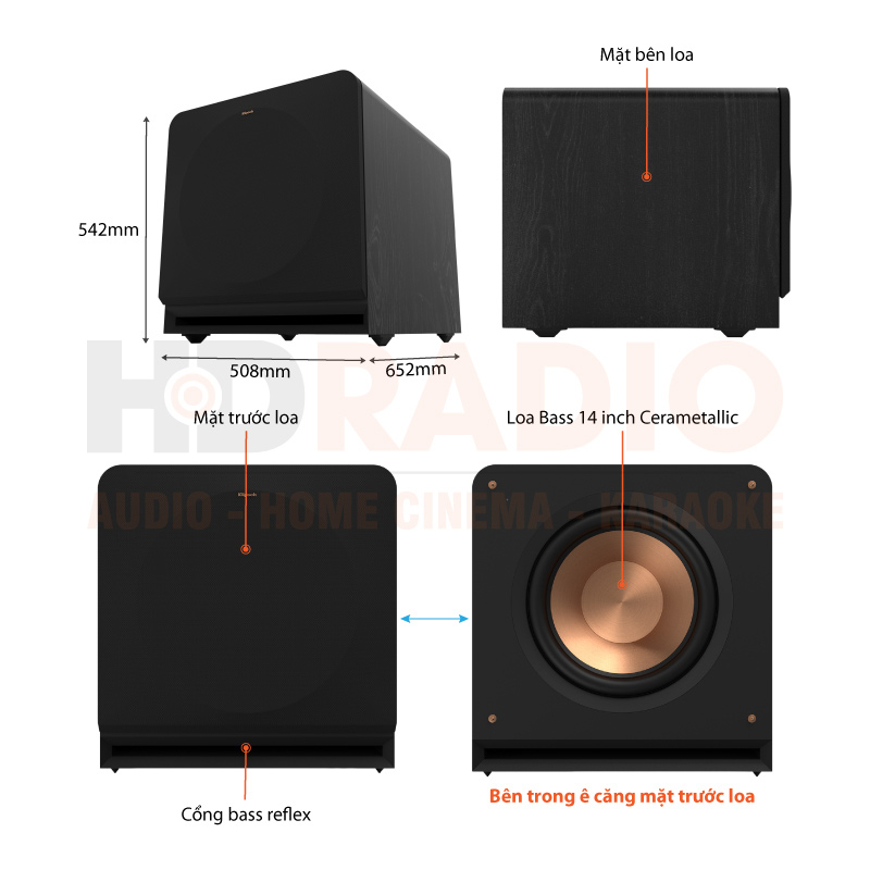 loa sub Klipsch RP-1400SW chú thích