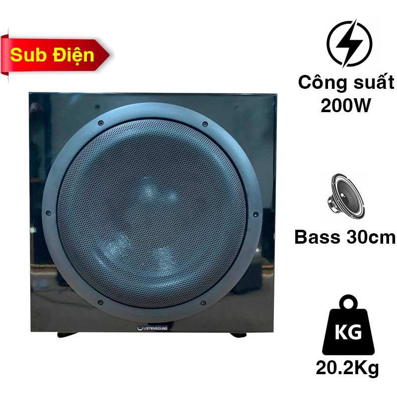 Loa Sub Listensound LS12A, Sub điện, Bass 30cm, 200W