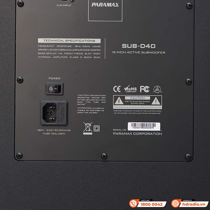 Loa Sub Paramax D40, Bass 40cm, 800W (Peak)-9