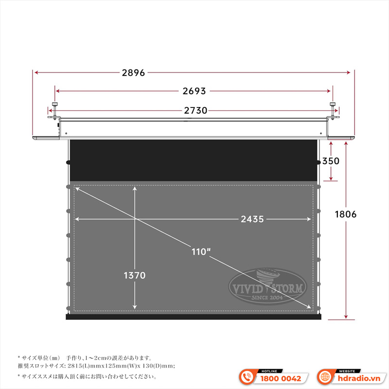 Màn chiếu âm trần Vividstorm VPCLUST110H