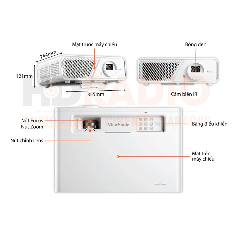 Máy Chiếu Viewsonic X2, Full HD (1920x1080), 3100 LED Lumens, Wi-Fi, Bluetooth, USB-C-5
