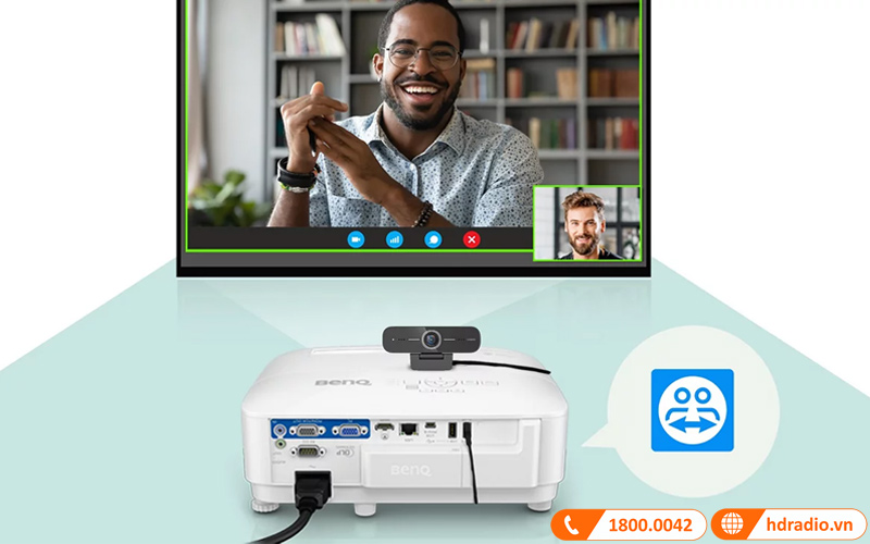 phan mem teamviewer meeting tren may chieu benq ex800st