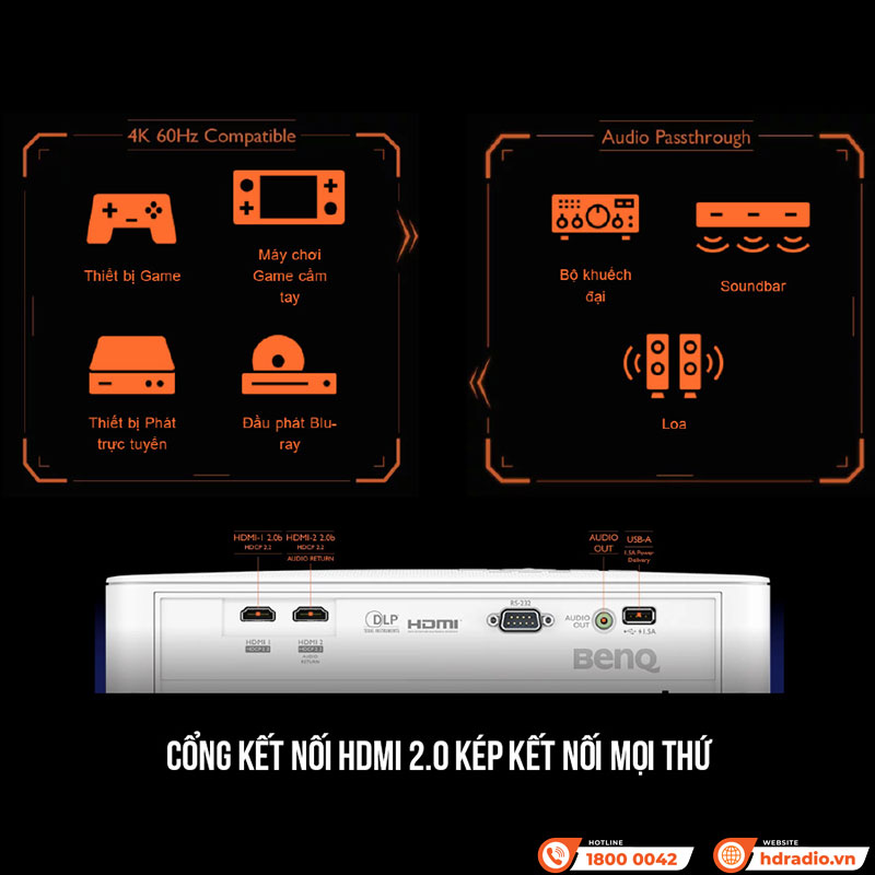 Máy Chiếu 4K BenQ TK700, 3200 ANSI Lumens, 4K HDR, Chuyên Game-9
