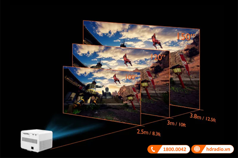 Độ zoom 1.3X cho khoảng cách chiếu đa dạng