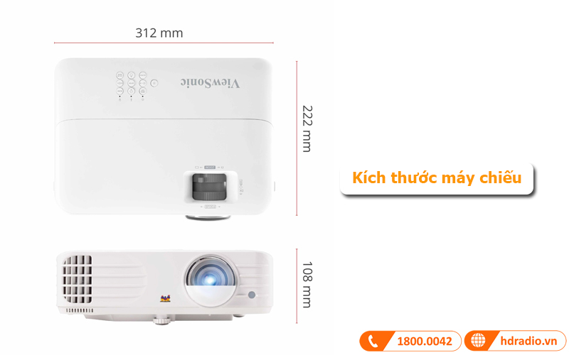 Kích thước máy chiếu ViewSonic PX703HDH