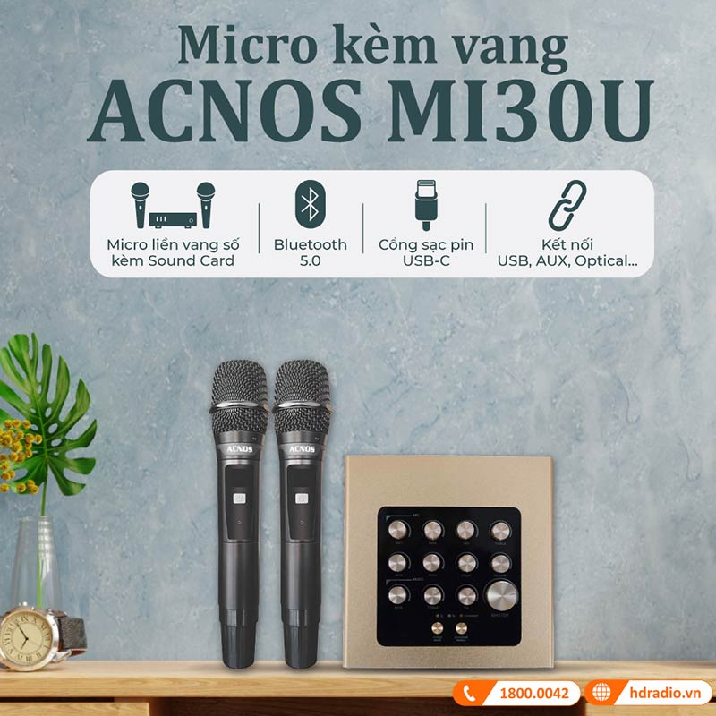 Micro kèm Sound Card Vang Acnos Mi30U-1