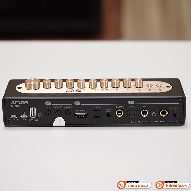 Micro Kèm Vang Acnos Mi30s V2, Bluetooth, FM, LIVE, MP3 USB, HDMI ARC, OPTICAL, GUITAR, MIC, AUX-6