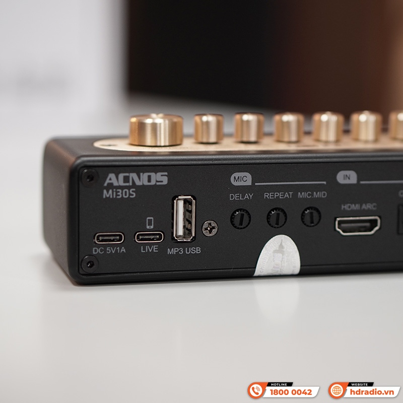 Micro Kèm Vang Acnos Mi30s V2, Bluetooth, FM, LIVE, MP3 USB, HDMI ARC, OPTICAL, GUITAR, MIC, AUX-7