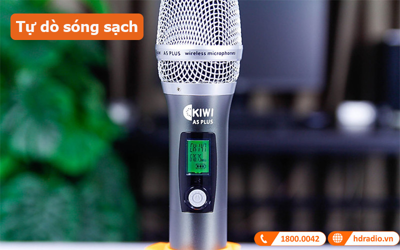 Micro không dây Kiwi A5 Plus tự đồng dò sóng sạch
