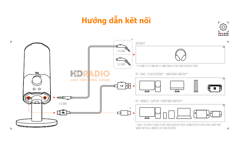 Kết nối micro JBL Quatum Stream