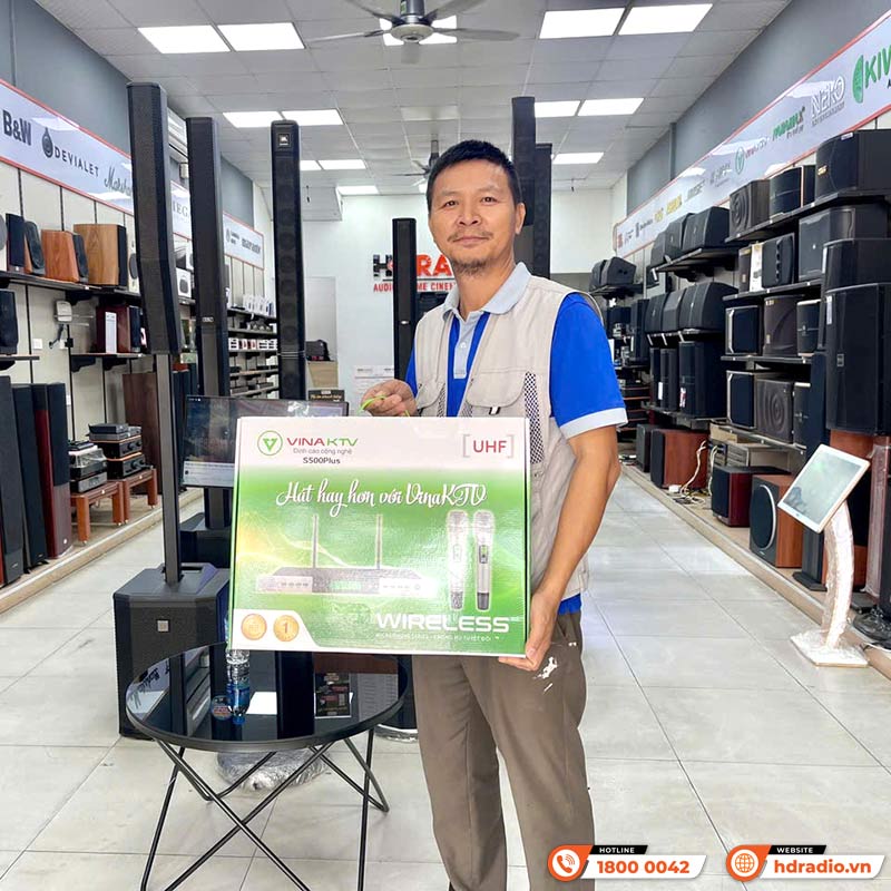 Micro không dây VinaKTV S500 Plus, Cảm Biến Tự Ngắt, Có Khả Năng Dò Sóng Sạch-19