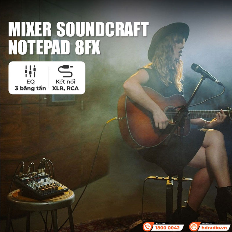 Bàn Mixer Soundcraft Notepad 8FX, 6 input, 2 output, Analog-1
