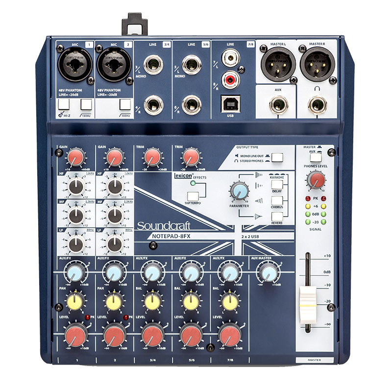 Bàn Mixer Soundcraft Notepad 8FX, 6 input, 2 output, Analog