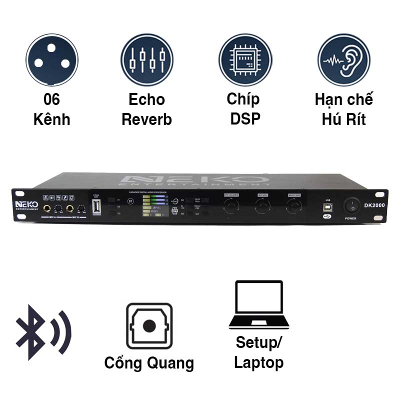 Vang số Neko DK2000, DSP, Optical, Bluetooth, Echo+ Reverb