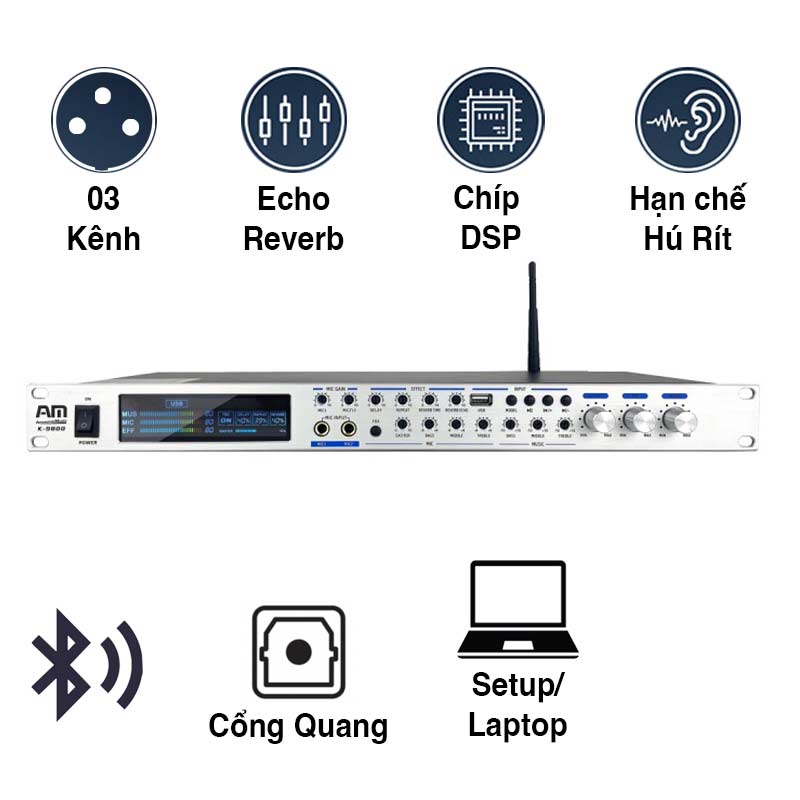 Vang cơ AM K9800, Echo, USB, Bluetooth, Optical