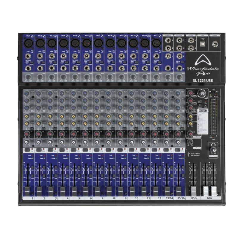 Bàn Mixer Wharfedale SL1224USB, 14 input, 4 output, Analog