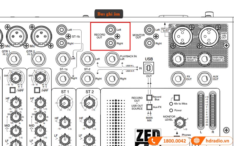bus ghi am ban mixer allen heath zed1002